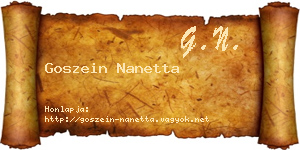 Goszein Nanetta névjegykártya